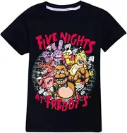 [HERSE] Five Nights at Freddy's Kids Unisex T-Shirt 100% Cotton (14, Black)