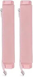 2Pcs Elastic Pen Pouch with Zipper for Journaling, Travel, Office, and School Use - Portable Stationery Organizer for Planners, Diaries, and Notebooks (Pink)