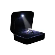 Velvet Metal Glossy with LED Jewelry Gift Box for Proposal, Engagement, Weddi...