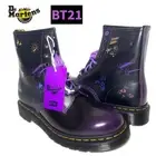 BT21 x Dr. Martens 1460 8 Hole Boots Black＋Purple Women's US7 UK5