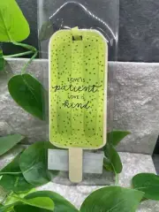 Inspirational Wooden Popsicle Scripture Bookmark w/Satin Ribbon, Green Love