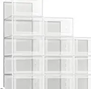 SEESPRING 12 Pack Shoe Storage Box, Clear Plastic Stackable Shoe Organizer Large