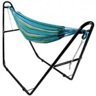 2-Person Cotton Hammock with Universal Steel Stand - Sea Grass by Sunnydaze