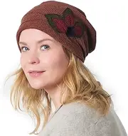 [CHARM] Ladies Hat Knitted with Flower Pom-Pom, Korean Fashion Beanie & Skully Cap for Women in a Vintage Lightweight Design