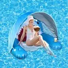 Inflatable Shark Pool Float Chair with Canopy, Cup Holders - X-Large Pool Lounge