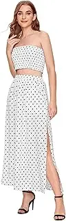 [Floerns] Women's Two Piece Outfit Floral Crop Top and Split Long Skirt Set