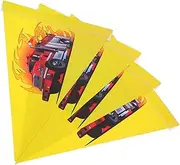 4Pcs Durable Bicycle Safety Flags with Fire Truck Design Replacement Scooter Flags for Elderly High Visibility Cycling Accessories Easy to Install Yellow Banners