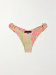 [Retrofête] Retrofête - Kailey Embellished Printed Bikini Briefs - Pastel pink - medium medium Pink