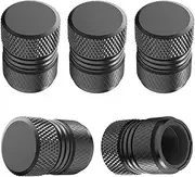 Tire Valve Stem Caps - 5 Pack Corrosion Resistant Premium Anodized Alloy Air Valve Caps Universal for Car SUV Bike Accessories Black