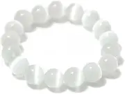 [MISILAN] Healing Crystal Energy Stone Bracelet White Tiger Eye Stone Bracelets Natural Powerful Selenite Bracelet Fashion Simple Versatile Crystal Bracelets Spirituality Handmade Jewelry for Women Girls