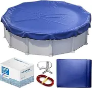 28 ft Round Pool Cover | Extra Thick & Durable | Sapphire Series of Premium Cold- and UV-Resistant Pool Cover | Above-Ground Pool Protection | Basic by Yankee Pool Pillow