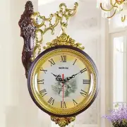 Vintage Double Side Wooden Style Vintage Antique Wall Clock Brown double face