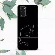 Cat Line Art Cute Animal Black Case For Samsung Note 20 S20 S21 S22 S23 S24 FE