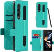 Wallet Case for Samsung Galaxy Z Fold4 5G Phone Cover with S-Pen Holder Litchi