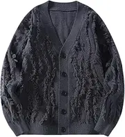 [Generic] Men's Winter Casual Knitted Cardigan V-Neck Tassel Design Warm Sweater Cardigan