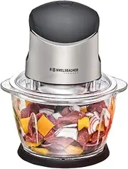 ROMMELSBACHER Multi Chopper MZ 400 - Powerful Motor, 4-Blade Special Knife Made of Stainless Steel, 1 Litre Glass Container, Black/Brushed Chrome, 400 Watt