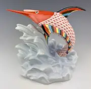 MINT HEREND Larger Swordfish Rust Fishnet Fish Figurine ($1,340 Retail)