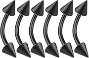[bodyjewellery] 6pcs 16g Curved Barbell Cartilage Lip Tragus Eyebrow Forward Helix Conch Daith Earring Black Vertical Labret Spike Pick Size