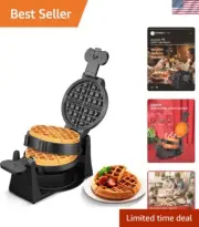 1400W Double Belgian Waffle Maker - Quick 8 Slice Cooking, Nonstick & Safe