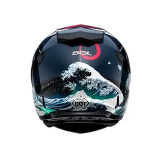 【SOL Helmets】SF-2M全罩式安全帽 (浮世繪_藍/紅) ｜ SOL安全帽官方商城