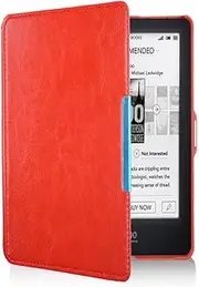 [Jarttarn] Compatible with 6" Kobo Glo HD (Model:N437/N587) eReader Case, Full Coverage Ultra Slim Leather Cover with Folding Cover Rugged with Auto Sleep/Wake (Red)