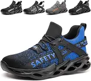 [PJZHJI] Work Shoes Men's Lightweight Safety Shoes Sporty Steel Cap Shoes Breathable Work Safety Shoes Protective Shoes with Steel Toe Caps, Blue, 13 AU