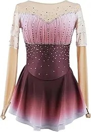[Zagitova] Figure skating dress for women, long sleeves Gradient ice skating costumes for competition, roller skater dancewear