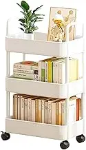 Easy to Move and Carry Slim Slide Organizer for Kitchen Or Bathroom Practical Storage Solution PP 3 Tier Storage Trolley White