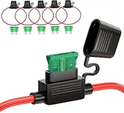 5Pcs 12 AWG Inline Fuse Holder with 30 Amp ATO/ATC Standard Blade Fuse,12 Gauge Automotive Fuse Holder (Black)