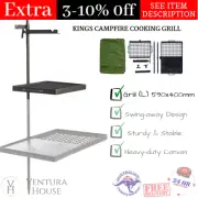 New BBQ Grill Outdoor Cooking Station Picnic Camping 2 Swing Away Flat Hot Plate