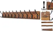 Rustic Large Coat Rack Wall Mount: 1 Item-10 Hooks Brown Plate & Black Hook