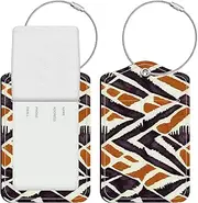 ZHOMA 2 Pack Leather Luggage Tags with Privacy Cover for Suitcases,PU ID Label with Stainless Steel Loop and Name Address Card for Men Women Travel Bags Flights Gifts -Roads