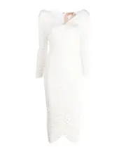 ruched-bodice midi dress EU44 ivory white