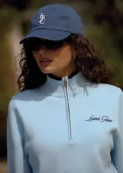 [Lorna Jane] Alpine Club 1/2 Zip Knit Jumper in Blue, Size - Medium M Toulouse Blue