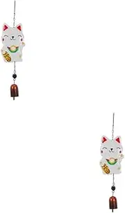 Kisangel Pcs Cat Wind Chime Lucky Wind Bell Rustic Bell Ornaments Japanese Garden Chime