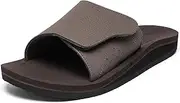 [proutdor] Men's Wide Slide Ergonomic Sandals Fully Adjustable Strap & Comfort Fit Orthotic Arch Support Athletic Sandals with Soft Cushion Footbed, Coffee, 11