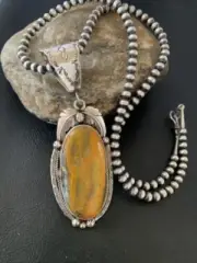 Navajo Pearls Sterling Silver BumbleBee Jasper Necklace Pendant 01898
