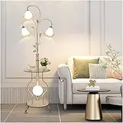 Indoor Floor Lamps Modern Metal/Glass LED Side Table and Floor Lamp, Living Room Floor Lamp with Hardware Sofa Feet, Floor Lamp for Bedroom, Living Room or Office Standing Lamp(White)