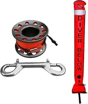 TOOYFUL Scuba Surface Marker Buoy SMB, Inflatable Signal Tube + Reel Holder with Dive Clip - Dive Kit - Choose Colors, Gray