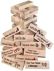 Game for Adults, 48Pcs Super Naughty Block Tower Game, Couples Date Night Games Wooden Couple Activities Blocks,Valentine Tumbling Tower Stacking Blocks Game Couple Activities