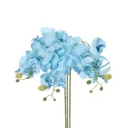 3Pcs 31" 7 Heads Artificial Orchid Stems Faux Silk Phalaenopsis, Light Blue