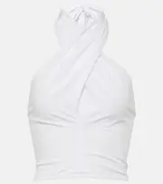 [Staud] Staud Kai smocked cotton crop top AU 14 white