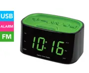 Lenoxx Large Number LED Display Digital Alarm Clock FM Radio 20 Channel - Green