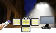 Solar 198 LED 4 Head Motion Sensor Light Outdoor Garden Wall Security Flood Lamp