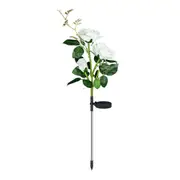 Solar LED Garden Decor White Rose Lights - Set of 2