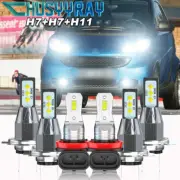 For Smart Fortwo 2008-2015 LED Headlight High Low + Fog Lights Bulbs Combo 6PC (for: Smart)
