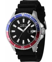 Invicta Pro Diver Silicone Strap Black Dial Magnifier On Date 46131 Mens Watch