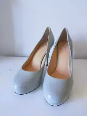 Sz 41 NEW WITTNER Women designer cool grey leather stiletto pump heels rrp $149