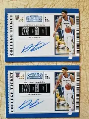 2 Dedric Lawson 2019-20 Contenders Draft Picks Rookie Autos !!! Spurs !!!!