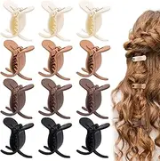12Pcs Matte Ponytail Holder Hair Claw Clips, Fashion Hair Accessories for Hair Styling Bun Shape Ponytail Maker, Hair Jaw Clips Accessories for Women and Girl (beige, black, khaki, dark coffee)